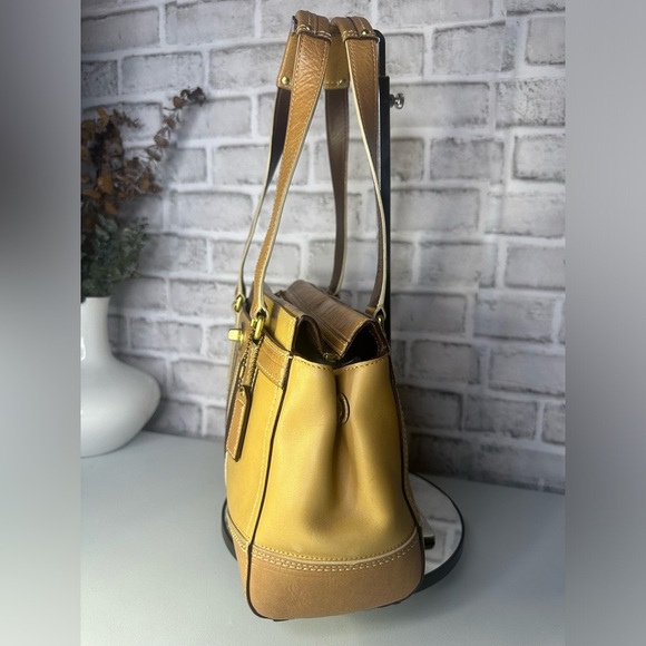Coach 11609 Hampton Beige Brown Embossed Signature Stripe Leather Satchel - Picture 3 of 12